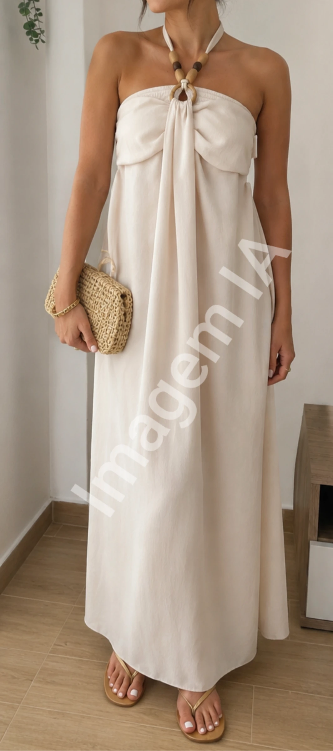 Creme lange jurk – photo 2